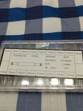 Watch Spring Bar Assortment 72 Piece Stainless Steel 1.5 mm Diameter 8 to 25 mm